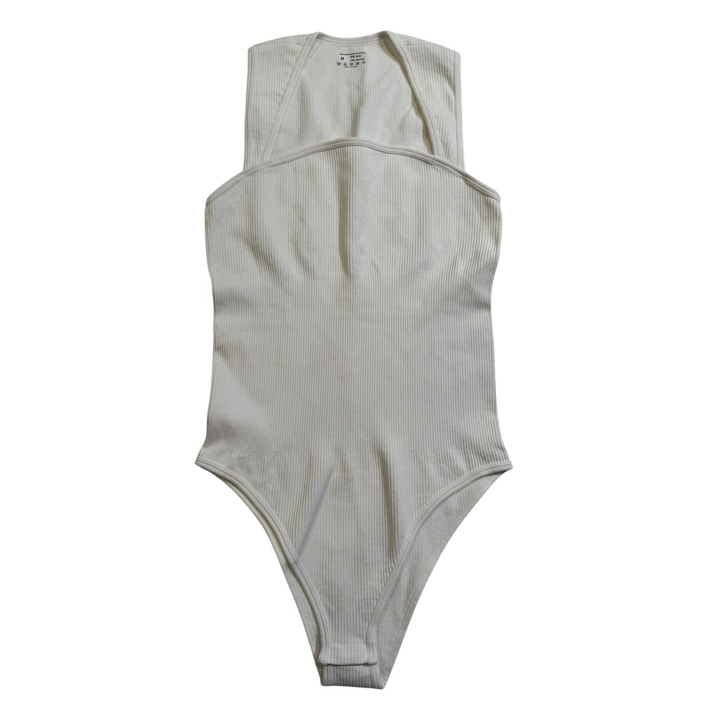 OQQ Womens 3 Pack Ribbed Cutout Bodysuit Set Black White Brown Size Medium - Picture 2 of 7